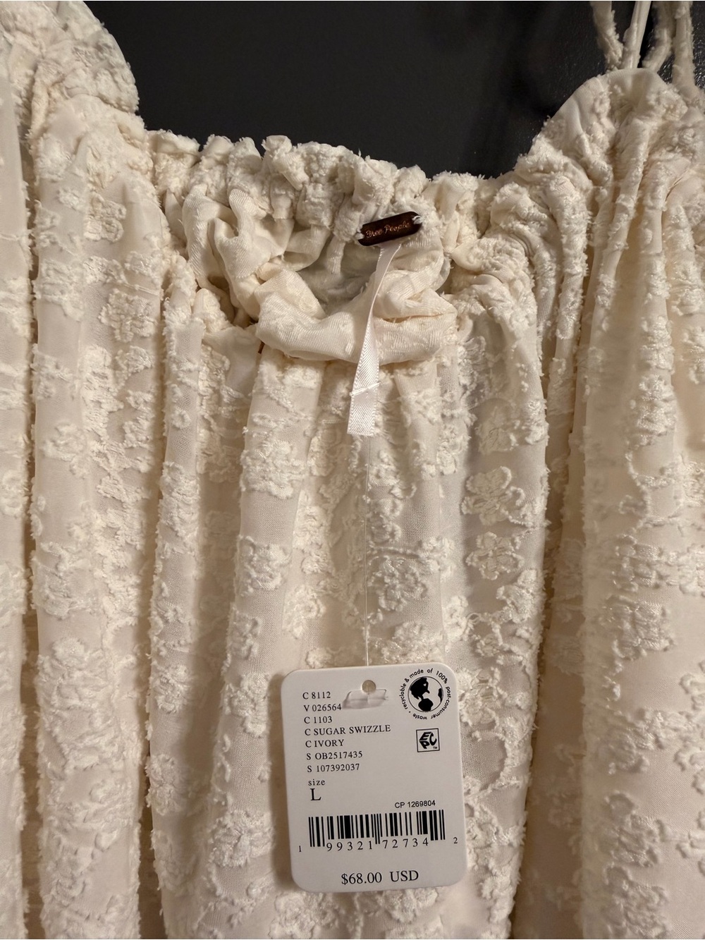 Free People Cream Lace Tie-Shoulder Flowy Crop Tank - Picture 5 of 6